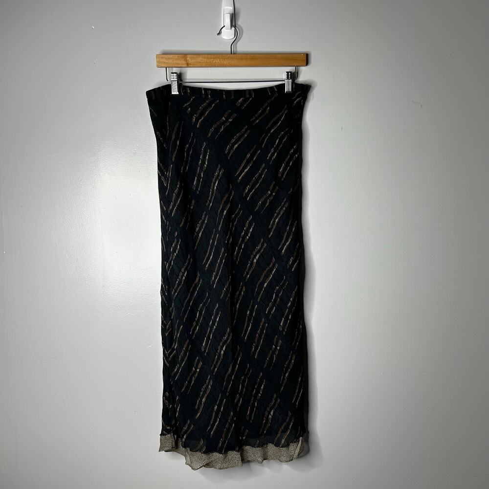 Vintage Karavan Y2K Midi Skirt Women's Medium Forest Fairy Chiffon‎ Mesh Navy